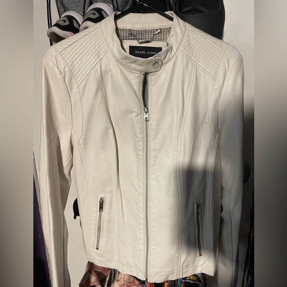 Black Rivet White Leather jacket 🧥